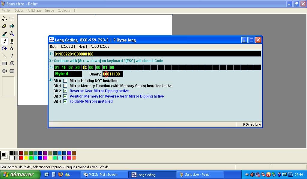 avant codage, en rouge le "0" correspondant qu bit 6